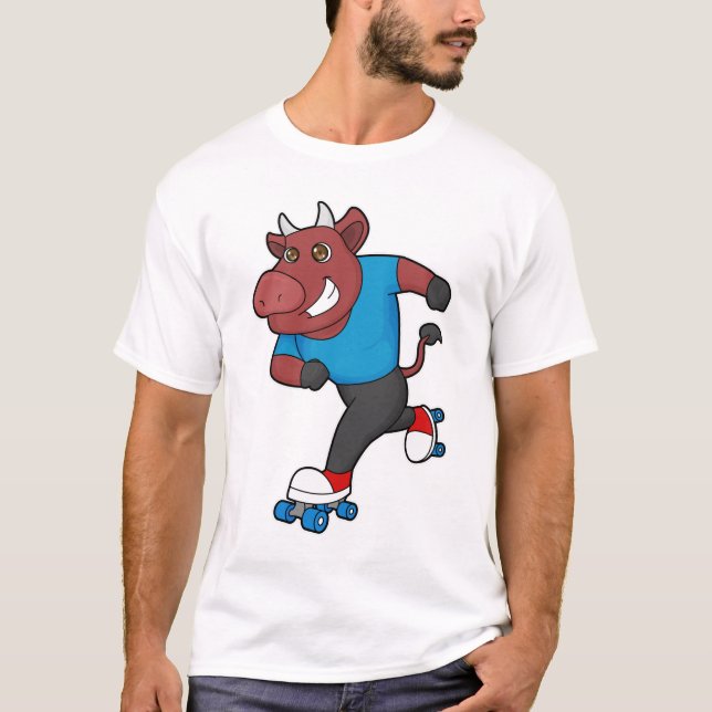 Camiseta Touro em patinagem em linha com skates (Frente)