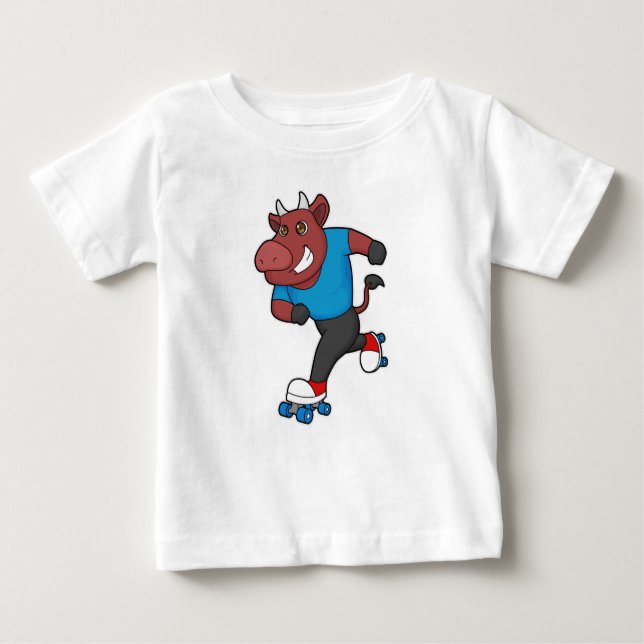 Camiseta Touro em patinagem em linha com skates (Frente)