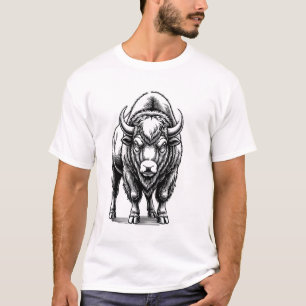 Camiseta Touro Escuro de Linhas Intrincadas 01