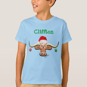 Camiseta Touro Longhorn de Natal Cômico