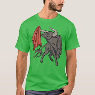 Camiseta Touro Lutando Com Espanha De Bandeiras Vermelhas