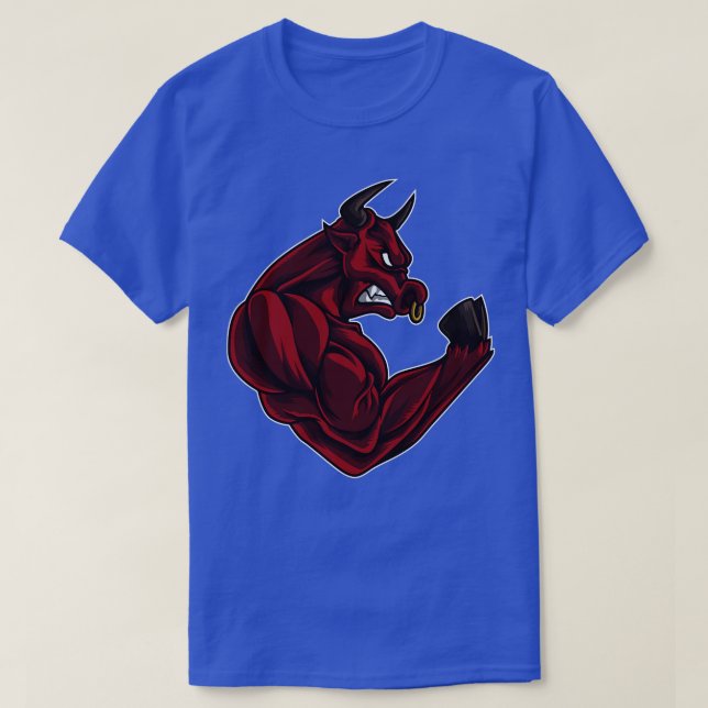 Camiseta Touro Na Força Dos Músculos Da Malhação De Formaçã (Frente do Design)