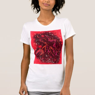 Camiseta Touro Néon Vermelho Magic Correndo Em Red Starry