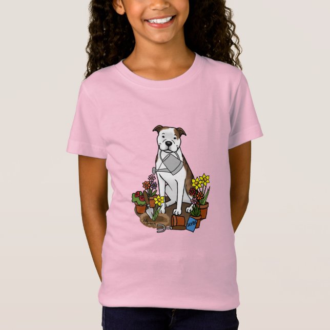Camiseta Touro para jardinagem de flores (lt brindle white  (Frente)