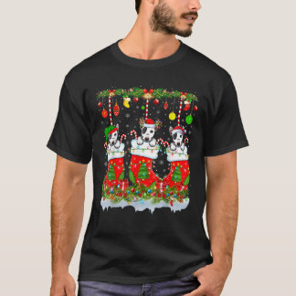 Camiseta Touro Terrier Engraçado Em Meias De Natal Luzes Cr
