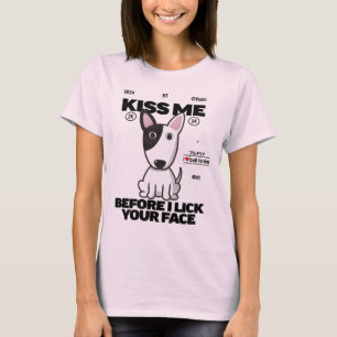 Camiseta Touro Terrier me beija Mulher