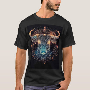 Camiseta Touro Zodíaco Touro com Linhas Geométricas Brilhan