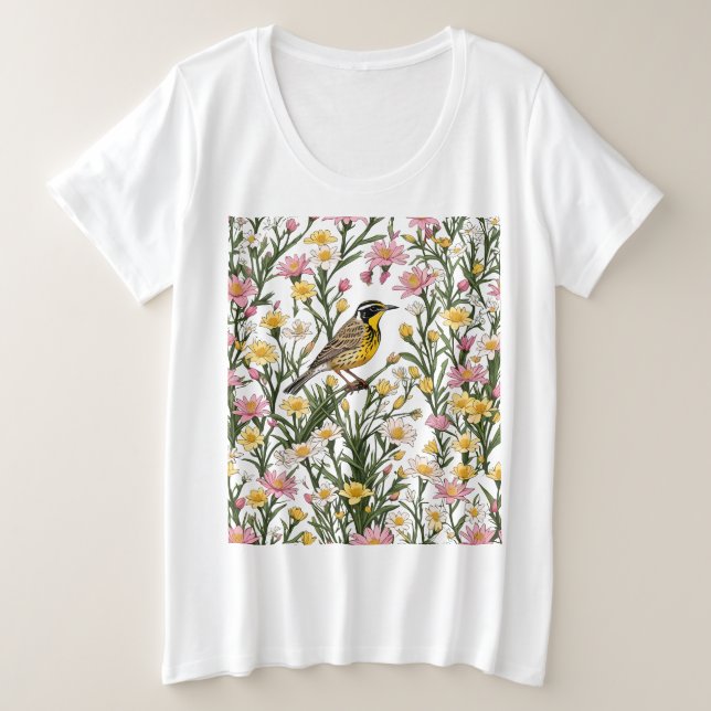 Camiseta Toutinegra Ocidental Cercada pela Flor de Bitterro (Frente do Design)