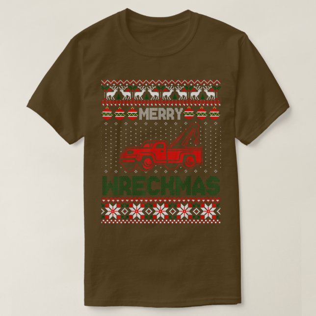 Camiseta Tow Truck Driver Gifts Funy Ugly Christmas Merry W (Frente do Design)