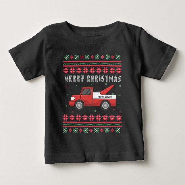 Camiseta Tow Truck Ugly Christmas Sweater (Frente)