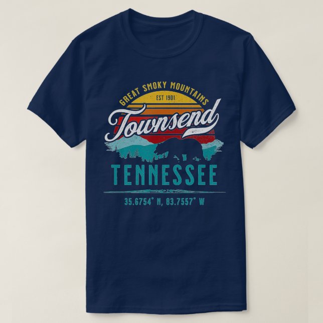 Camiseta Townsend Tennessee Retro Enfumaçado Mountain Bea (Frente do Design)