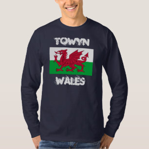 Camiseta Towyn, Wales com bandeira galesa
