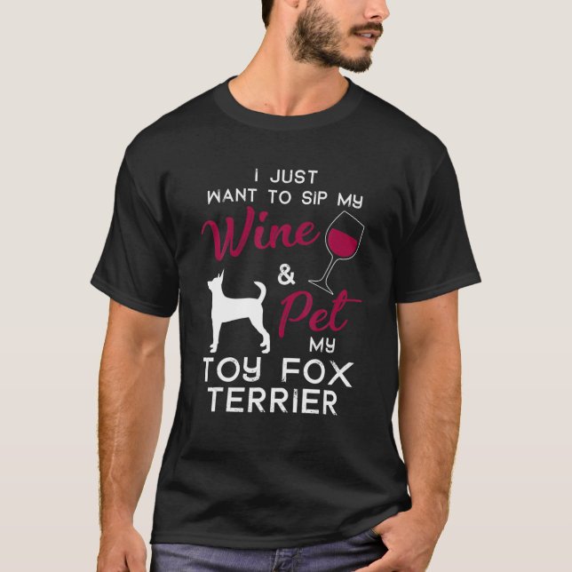 Camiseta Toy Fox Terrier Dog Wine Lover Owner Xmas Aniversá (Frente)