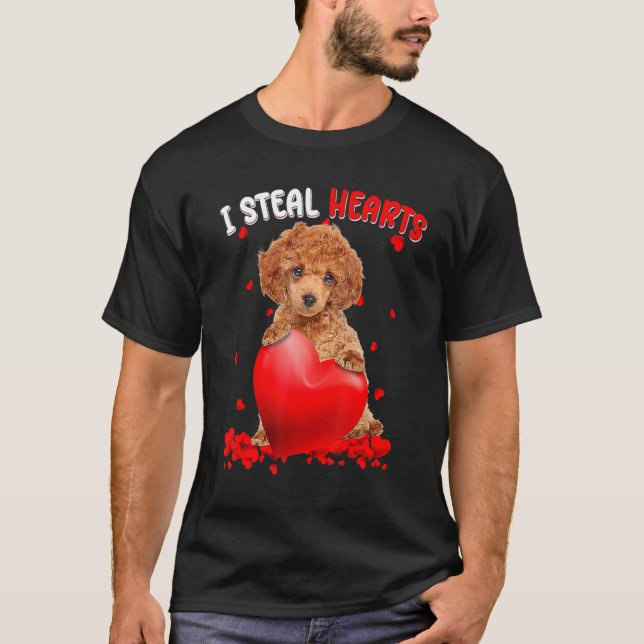 Camiseta Toy Poodle Dog I Steal Hearts Cute Valentine Day W (Frente)