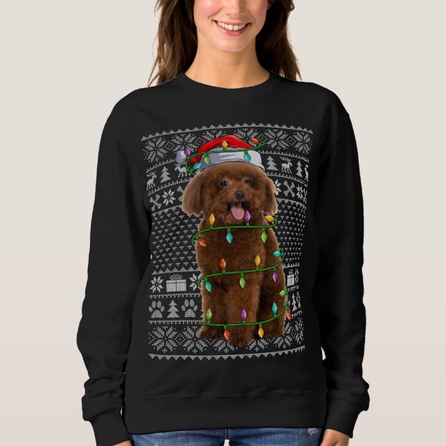 Camiseta Toy Poodle Dog Lover Santa Hat Febre Poodle Chr (Frente)