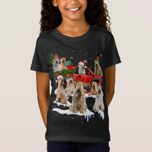 Camiseta Tr de Natal de Caminhão Vermelho Terrier com reves