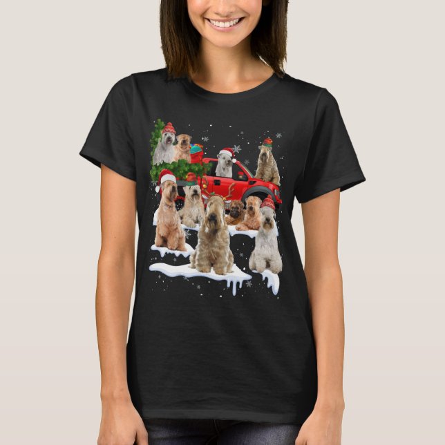 Camiseta Tr de Natal de Caminhão Vermelho Terrier com reves (Frente)