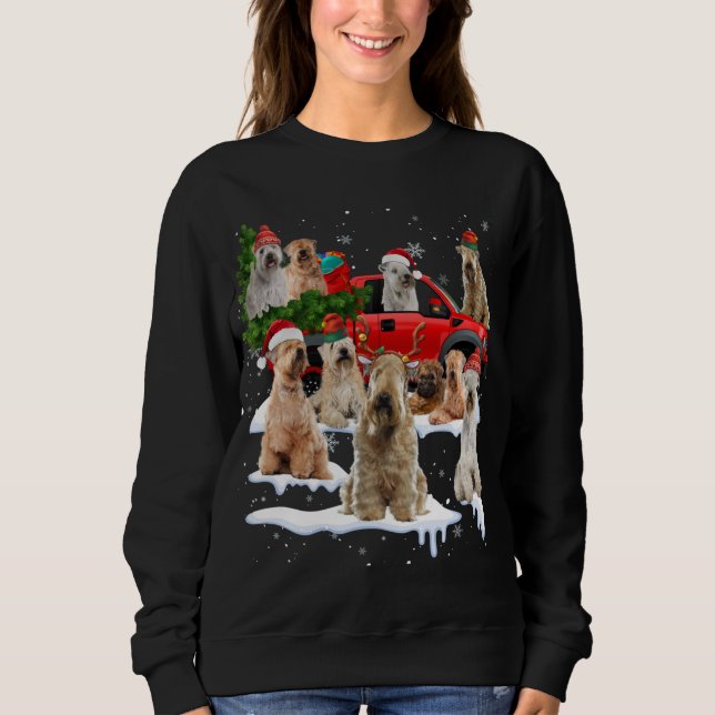 Camiseta Tr de Natal de Caminhão Vermelho Terrier com reves (Frente)