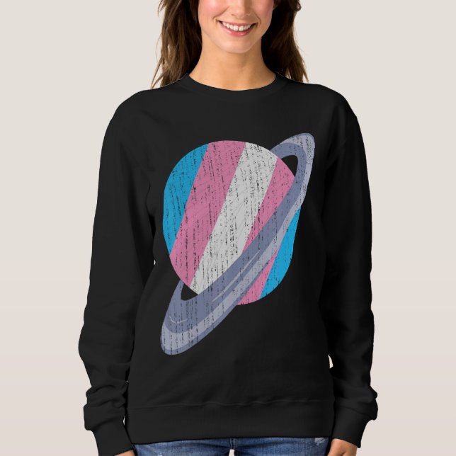 Camiseta Tra do Mês do Orgulho Transsexual de Saturno Lgbt  (Frente)
