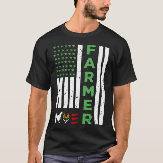 Camiseta Trabalhador Agrícola Bandeira Americana Trator Agr