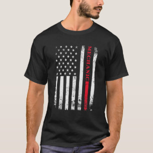 Camiseta Trabalhador americano bandeira angustiado mecânico