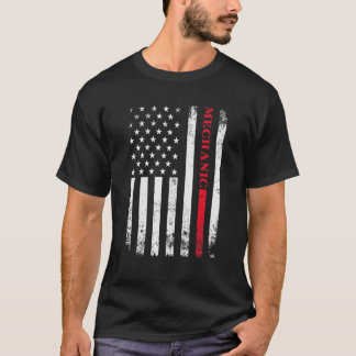 Camiseta Trabalhador americano bandeira angustiado mecânico