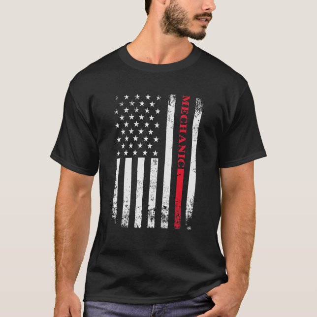 Camiseta Trabalhador Americano de carro mecânico de sinaliz (Frente)