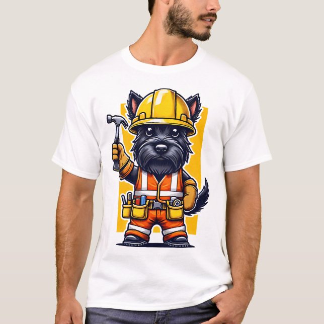 Camiseta Trabalhador da Construção Scottish Terrier (Frente)