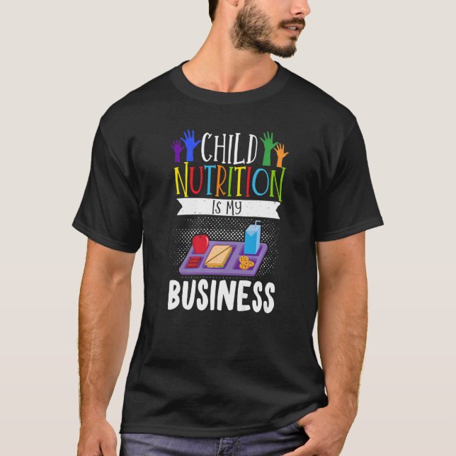 Camiseta Trabalhador de Café Escolar Almoço Dama de Comida  (Frente)