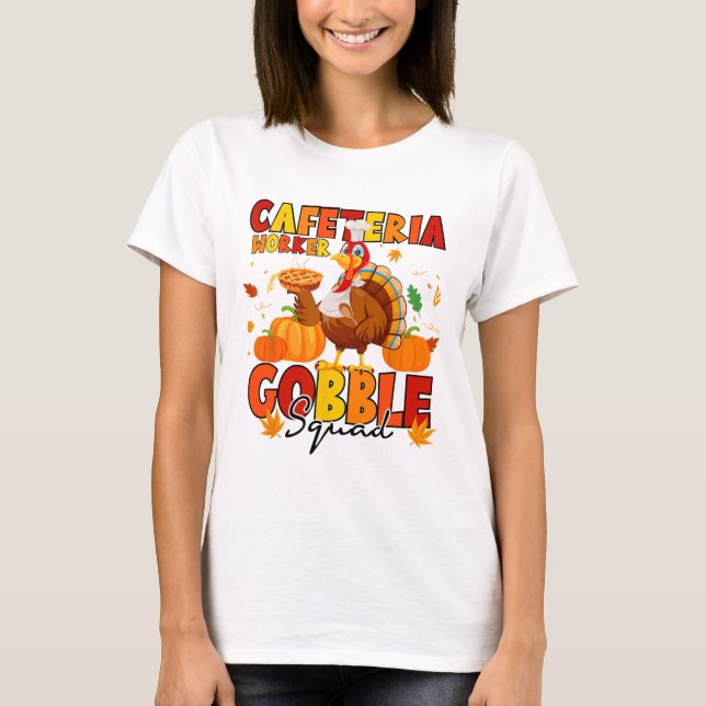 Camiseta Trabalhador de Cafeteria Gobble Squad Peru Pumpkin (Frente)