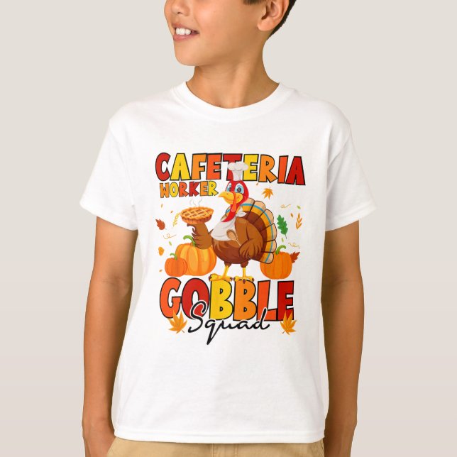 Camiseta Trabalhador de Cafeteria Gobble Squad Peru Pumpkin (Frente)