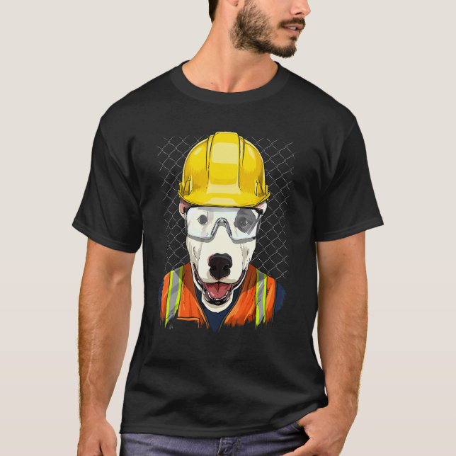 Camiseta Trabalhador De Construção Bull Terrier Laboratório (Frente)