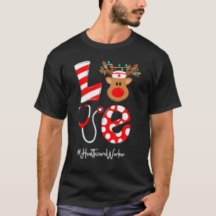 Camiseta Trabalhador de saúde do Natal Papai Noel Rena Enfe