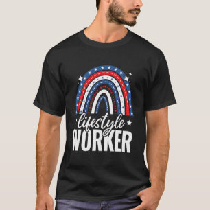 Camiseta Trabalhador Do Estilo Arco-Íris 4 De Julho EUA Amé
