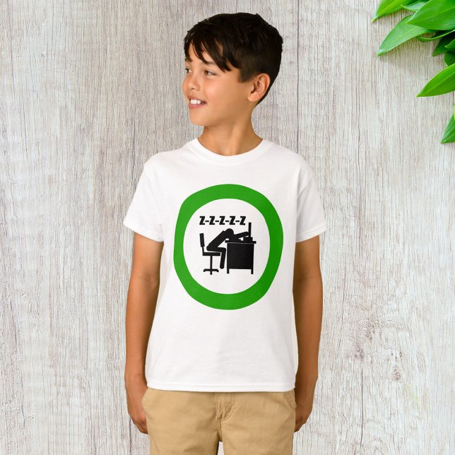 Camiseta Trabalhador Engraçado Dormindo na Mesa (Criador carregado)