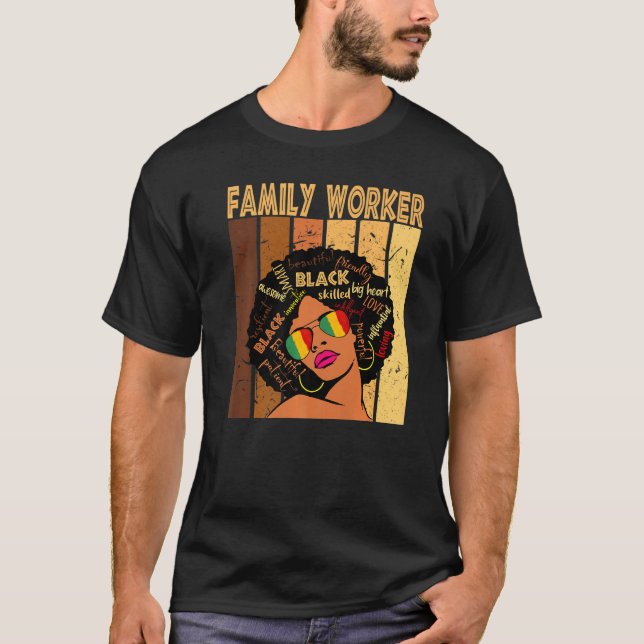 Camiseta Trabalhador Familiar História Negra Afro-Americana (Frente)