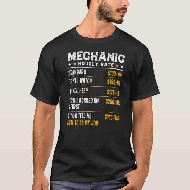 Camiseta Trabalhador Mecânico de Taxa Horária Mecânica (Frente)