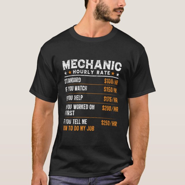 Camiseta Trabalhador Mecânico de Taxa Horária Mecânica (Frente)