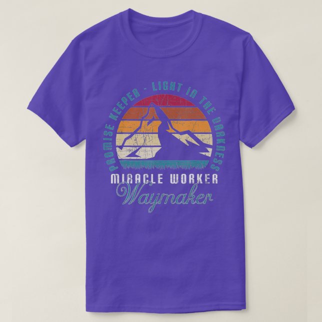 Camiseta Trabalhador Milagroso Waymaker Retro Mountain Reli (Frente do Design)