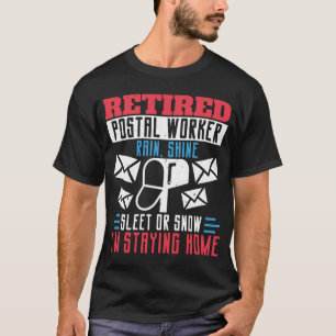 Camiseta Trabalhador Postal Aposentado, Chuva, Brilho, Folh