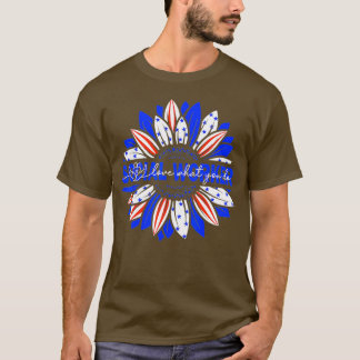 Camiseta Trabalhador social 4º de julho EUA Flag Sunflower