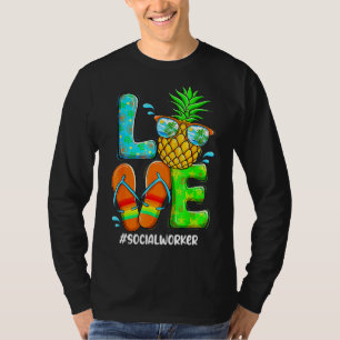 Camiseta Trabalhador Social Adora Flor Tropical de Abacaxi