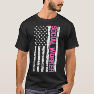 Camiseta Trabalhador Social Americano Bandeira Do Trabalho 