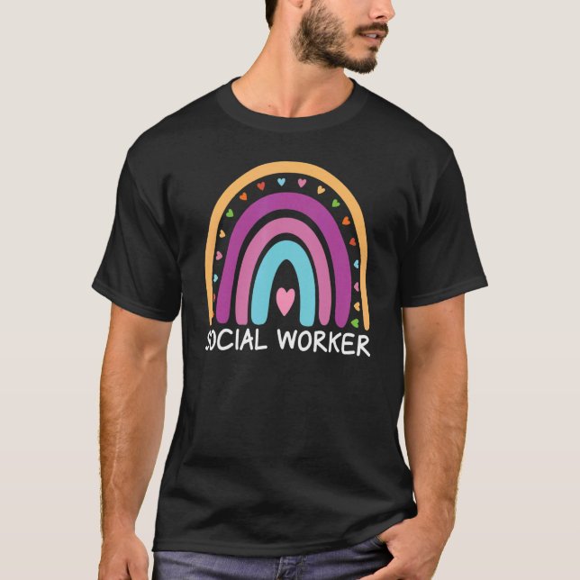 Camiseta Trabalhador Social Boho Arco-íris Volta às Aulas A (Frente)