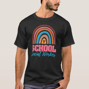 Camiseta Trabalhador Social Escolar Boho Rainbow Child Welf
