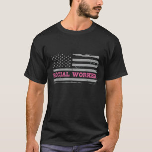 Camiseta Trabalhador Social Estados Unidos América EUA Flag