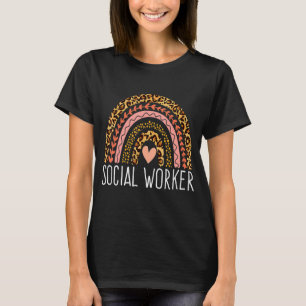 Camiseta Trabalhador Social Leopardo Arco-Íris Mulheres Gi