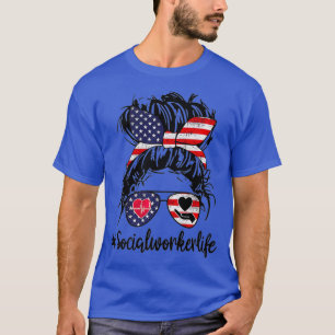 Camiseta Trabalhador Social Vida 4 de julho Bandeira Patrió