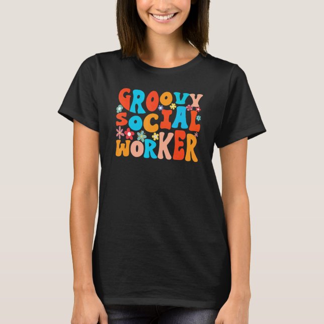 Camiseta Trabalhador social Wavy Groovy com estilo retroati (Frente)