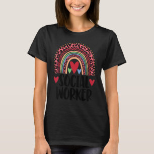 Camiseta Trabalhadora social Rainbow Women Lepard Rainbow L